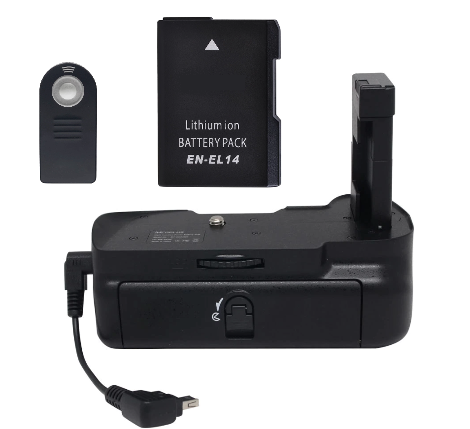 Poignée D'Alimentation Verticale Pour Nikon D5300 D3300 D3200 D3100 - Compatible EN-EL14, Avec Télécommande IR