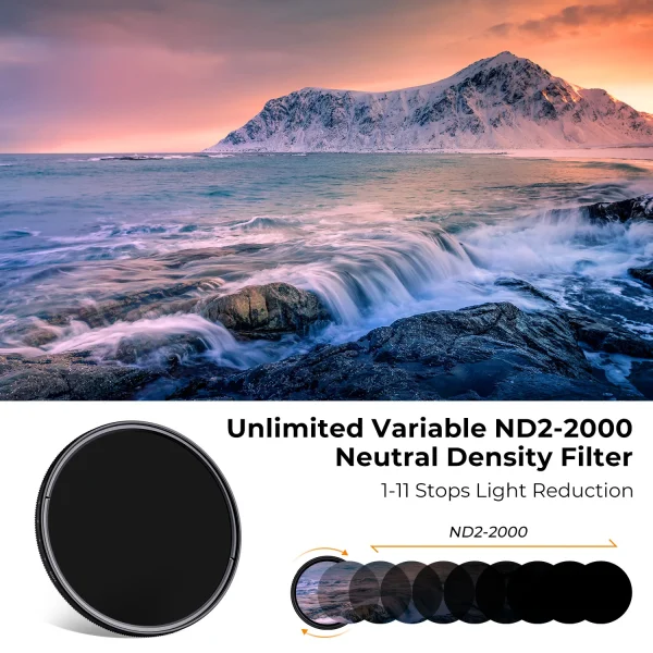 FILTRO K&F CONCEPT 55MM ND VARIABLE ND2-2000 SERIE C 11 PASOS - Imagen 2