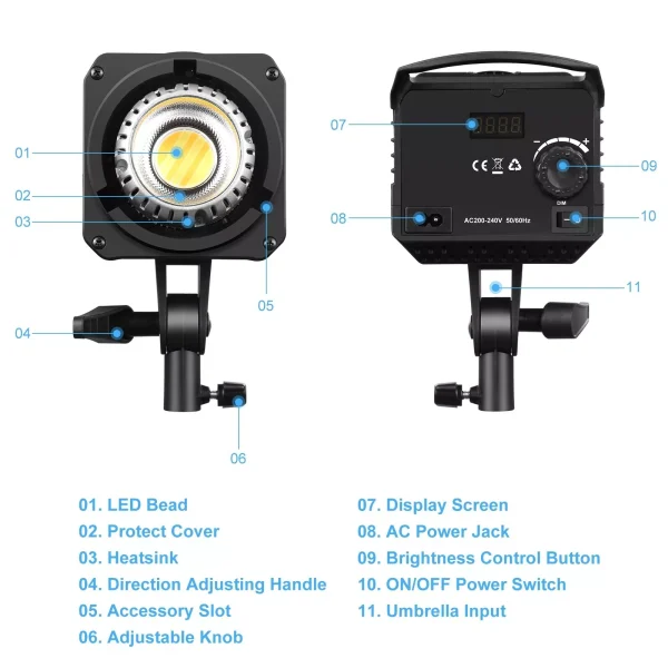 CAÑON FOCO LED PULUZ 150W MONTURA BOWENS - Imagen 3