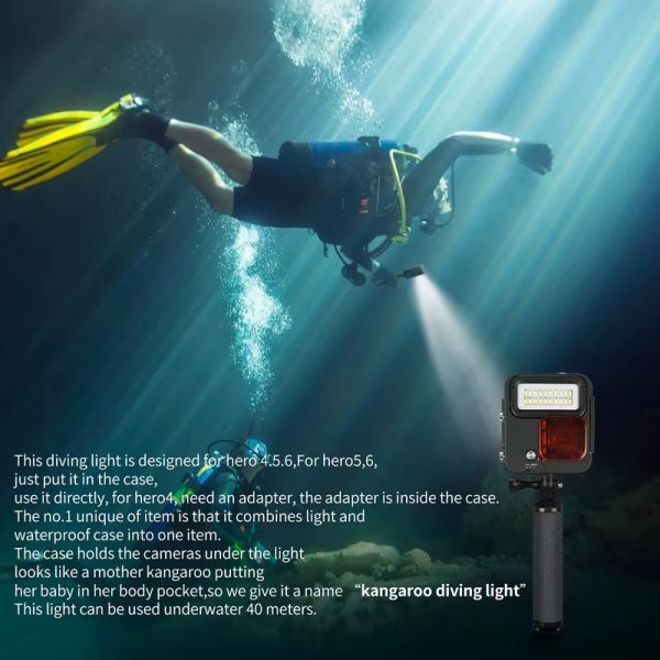 CARCASA + FOCO LED + MANGO SUMERGIBLE 40M GOPRO 3 4 5 6 7 - Imagen 7
