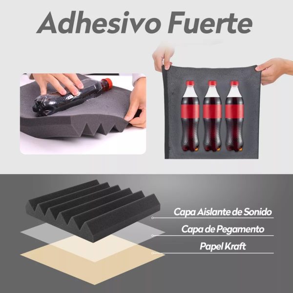 KIT 6 UNIDADES ESPONJA ACUSTICA DISEÑO CUNEIFORME AUTOADHESIVA 30X30X5CM - Imagen 3
