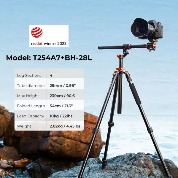 TRÍPODE MONÓPODO KF CONCEPT T254A7 + CABEZAL BH-28L - Imagen 4