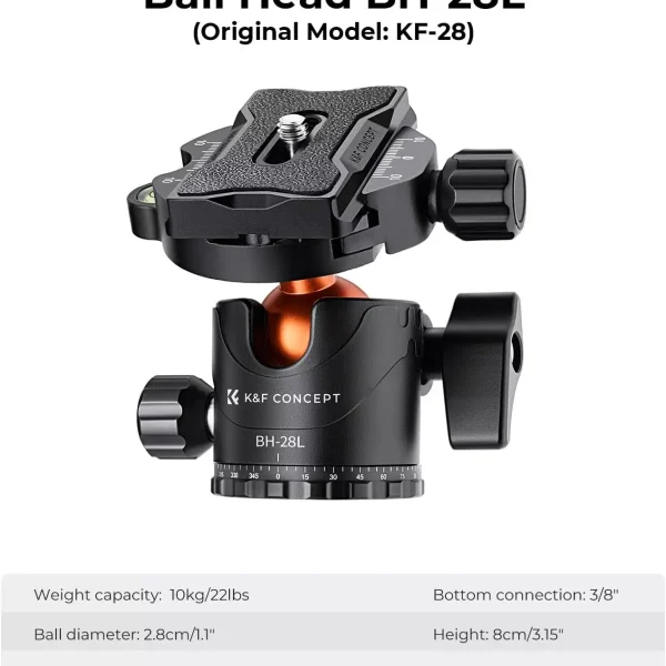 TRÍPODE MONÓPODO KF CONCEPT T254A7 + CABEZAL BH-28L - Imagen 7