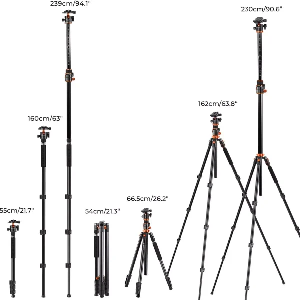 TRÍPODE MONÓPODO KF CONCEPT T254A7 + CABEZAL BH-28L - Imagen 8