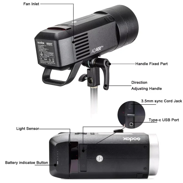 FLASH GODOX AD400PRO TTL HSS 2.4G - Imagen 8