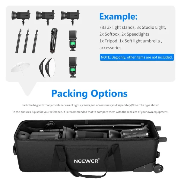 BOLSO EXTRA GRANDE PARA TRANSPORTE NEEWER CON RUEDAS - Imagen 7