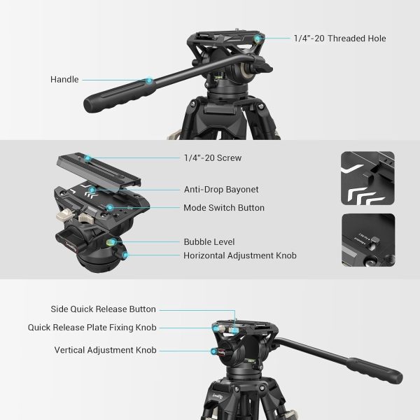 TRÍPODE VIDEO SMALLRIG AD-01 CABEZAL FLUIDO (3751B) - Imagen 3