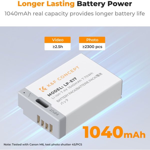 BATERÍA USB-C KF CONCEPT LP-E17 CANON 1040MAH - Imagen 3