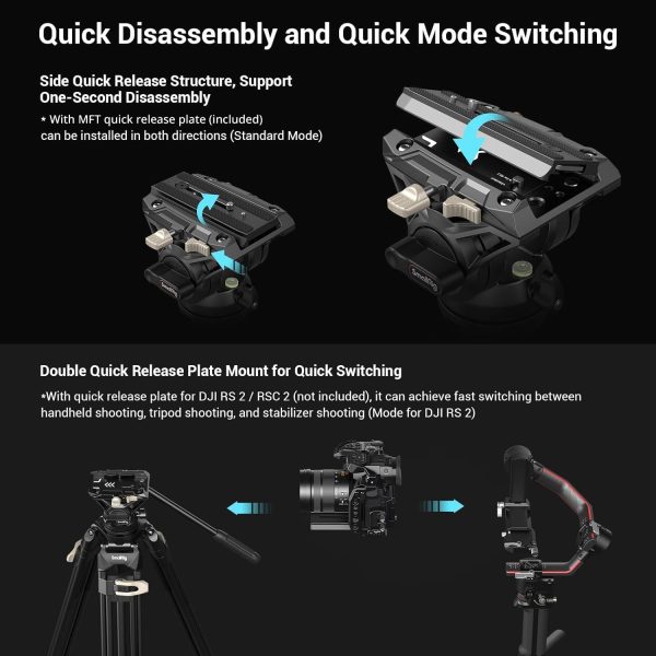 TRÍPODE VIDEO SMALLRIG AD-01 CABEZAL FLUIDO (3751B) - Imagen 6