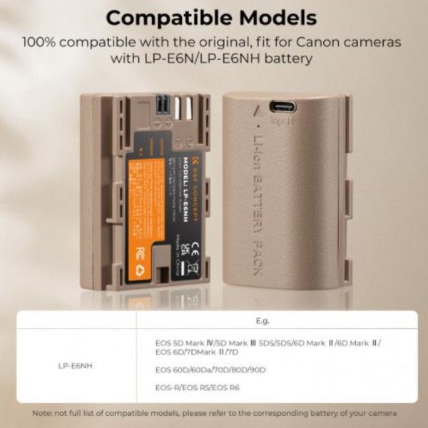 BATERÍA USB-C KF CONCEPT LP-E6NH CANON 2250 MAH - Imagen 2