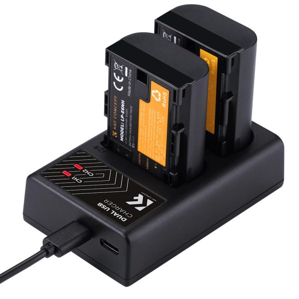 KIT KF CONCEPT CARGADOR DUAL + 2 BATERÍAS LP-E6 CANON 2250 MAH - Imagen 2