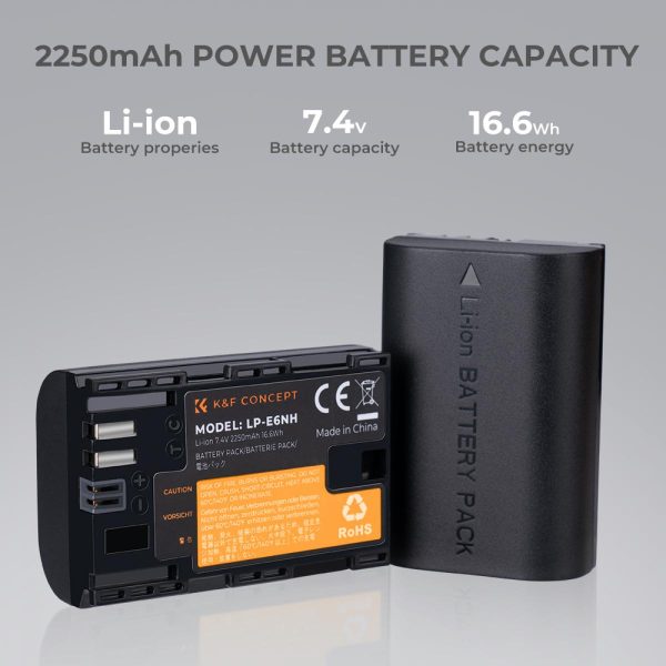 KIT KF CONCEPT CARGADOR DUAL + 2 BATERÍAS LP-E6 CANON 2250 MAH - Imagen 3