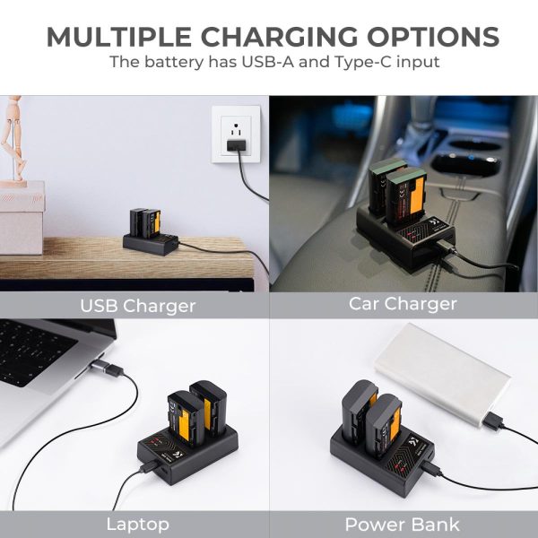 KIT KF CONCEPT CARGADOR DUAL + 2 BATERÍAS LP-E6 CANON 2250 MAH - Imagen 4