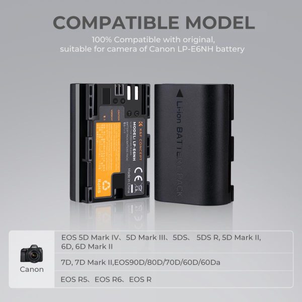 KIT KF CONCEPT CARGADOR DUAL + 2 BATERÍAS LP-E6 CANON 2250 MAH - Imagen 5