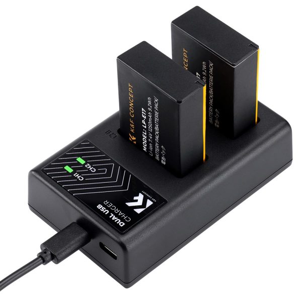 KIT KF CONCEPT CARGADOR DUAL + 2 BATERÍAS LP-E17 CANON 1250MAH - Imagen 2