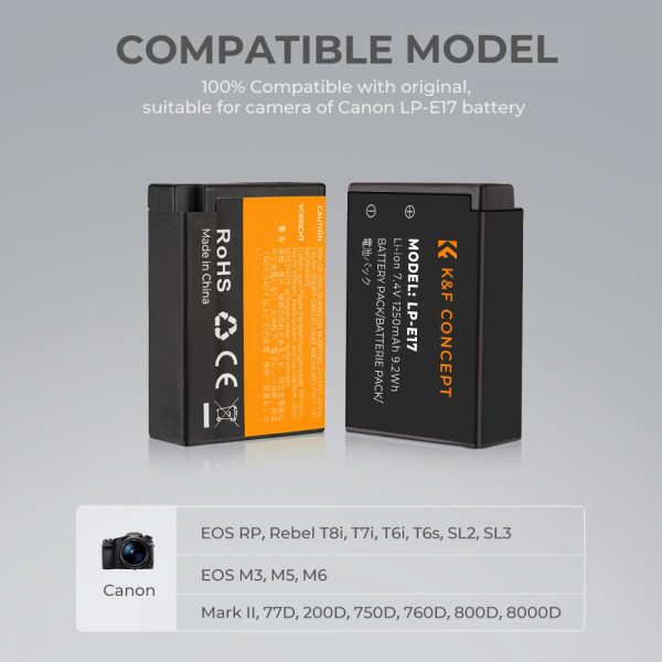 KIT KF CONCEPT CARGADOR DUAL + 2 BATERÍAS LP-E17 CANON 1250MAH - Imagen 5