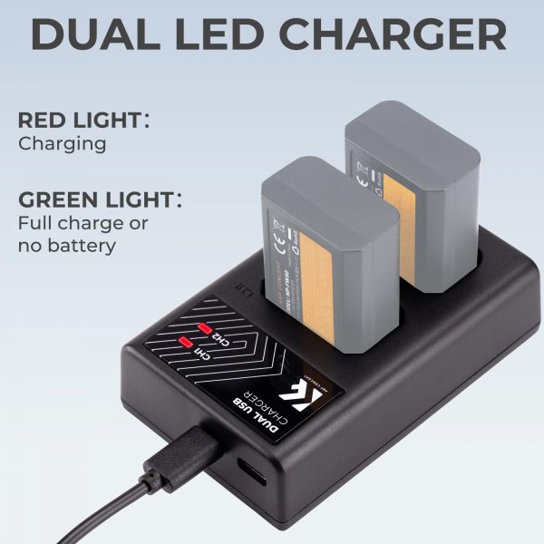 CARGADOR DUAL KF CONCEPT BC-VW1 SONY PARA BATERÍA NP-FW50 - Imagen 2