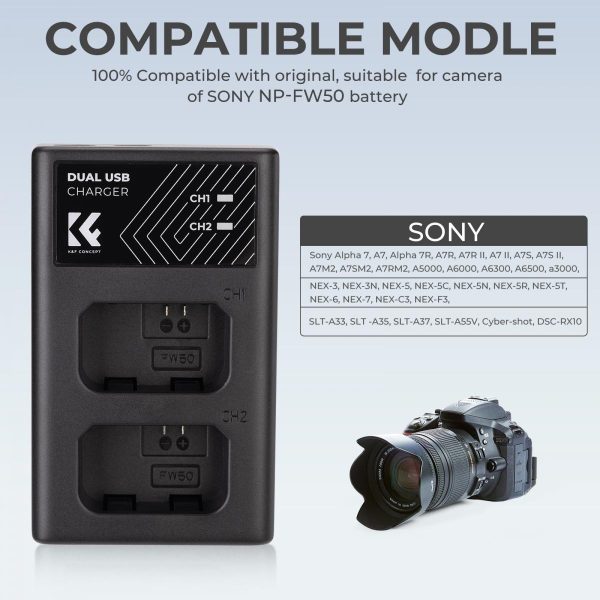 CARGADOR DUAL KF CONCEPT BC-VW1 SONY PARA BATERÍA NP-FW50 - Imagen 6