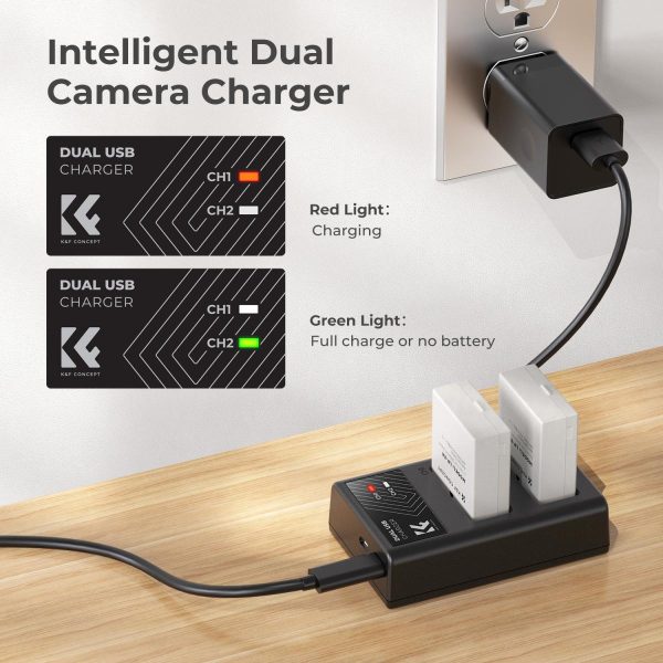 KIT KF CONCEPT CARGADOR DUAL + 2 BATERÍAS LP-E8 CANON 1200MAH - Imagen 7