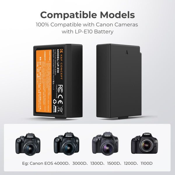 KIT KF CONCEPT CARGADOR DUAL + 2 BATERÍAS LP-E10 CANON 1200MAH - Imagen 4