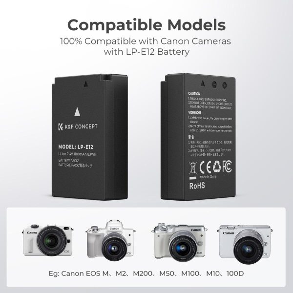 KIT KF CONCEPT CARGADOR DUAL + 2 BATERÍAS LP-E12 CANON 1200MAH - Imagen 4