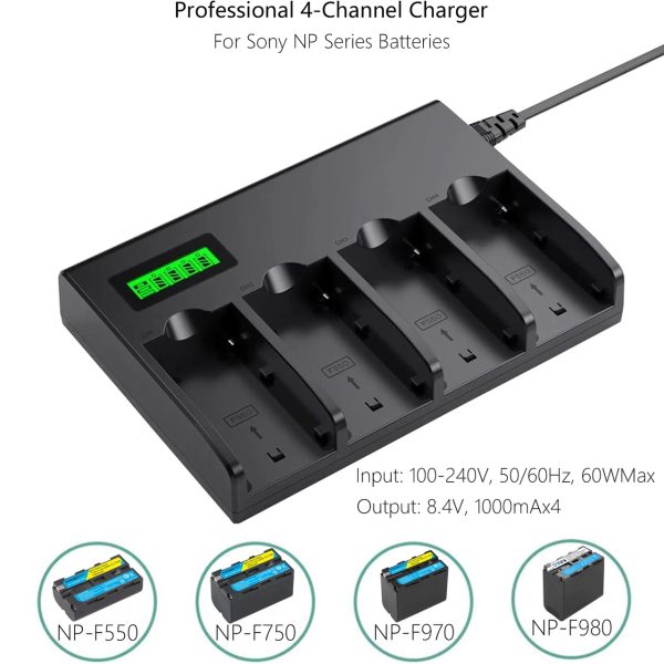 CARGADOR CUADRUPLE  PARA BATERÍA NP-F970 NP-F770 NP-F550 - Imagen 5
