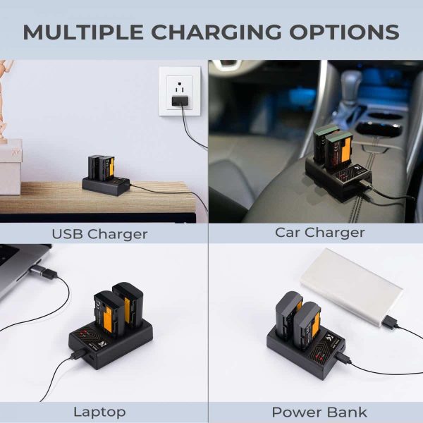 CARGADOR DUAL KF CONCEPT LC-E6 CANON PARA BATERÍA LP-E6 - Imagen 5