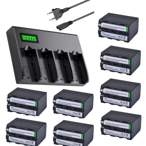 KIT CARGADOR CUADRUPLE  + 8 BATERÍAS NP-F970 ALTERNATIVAS