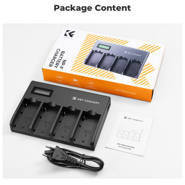 CARGADOR CUADRUPLE KF CONCEPT PARA BATERÍA NP-F970 - Imagen 4
