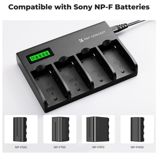 CARGADOR CUADRUPLE KF CONCEPT PARA BATERÍA NP-F970 - Imagen 3