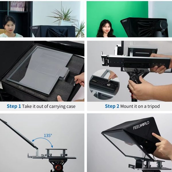 TELEPROMPTER FEELWORLD TP16  16 PULGADAS PARA CÁMARA O CELULAR - Imagen 6