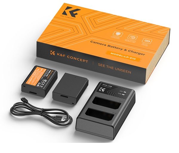 KIT KF CONCEPT CARGADOR DUAL + 2 BATERÍAS LP-E10 CANON 1200MAH - Imagen 2