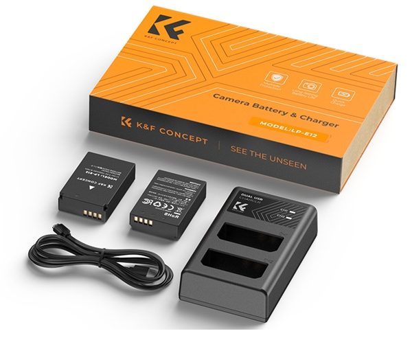 KIT KF CONCEPT CARGADOR DUAL + 2 BATERÍAS LP-E12 CANON 1200MAH - Imagen 2