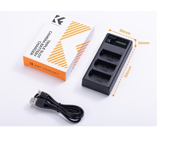 KIT KF CONCEPT CARGADOR TRIPLE + 3 BATERÍAS LP-E6 PARA CANON - Imagen 2
