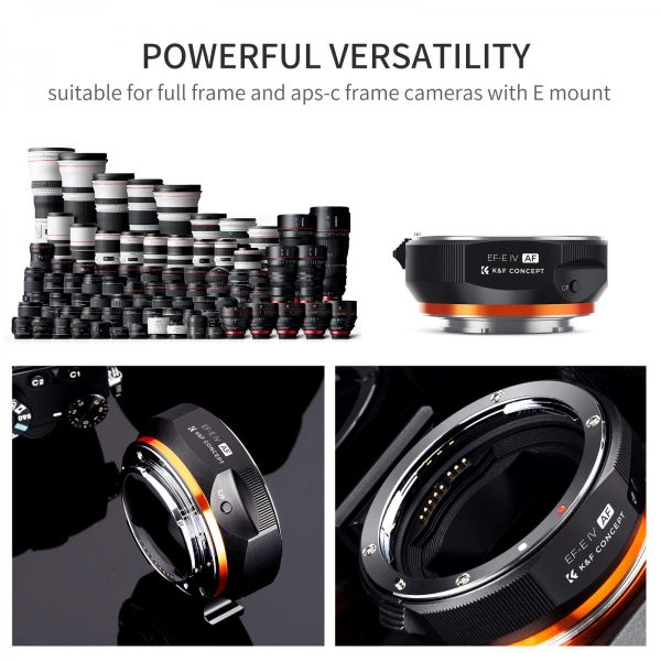 KF CONCEPT ADAPTADOR MONTURA EF/EFS-E AUTOFOCO APS & FULL FRAME LENTE CANON EN CUERPO SONY E - Imagen 4