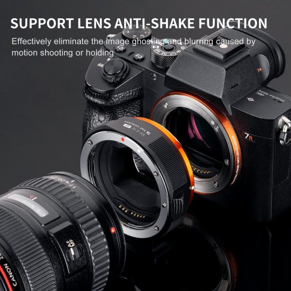 KF CONCEPT ADAPTADOR MONTURA EF/EFS-E AUTOFOCO APS & FULL FRAME LENTE CANON EN CUERPO SONY E - Imagen 5