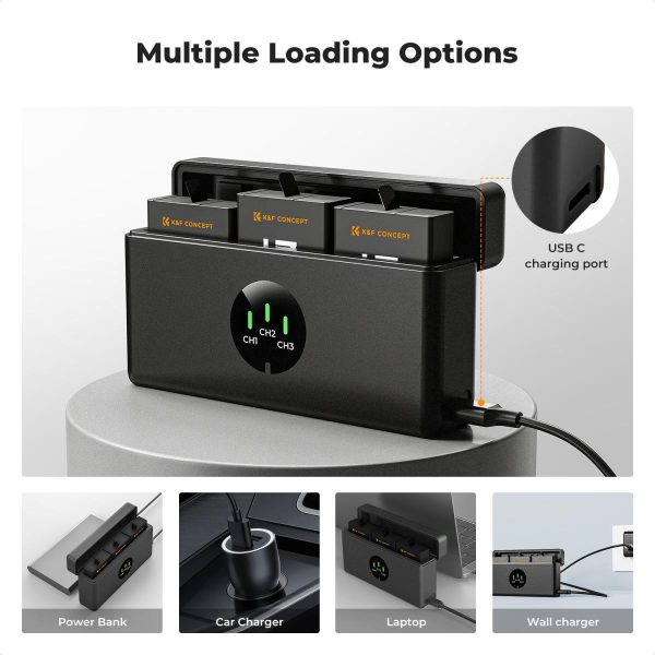 KIT 3 BATERÍAS + CARGADOR TRIPLE KF CONCEPTO PARA GOPRO 13 - Imagen 6