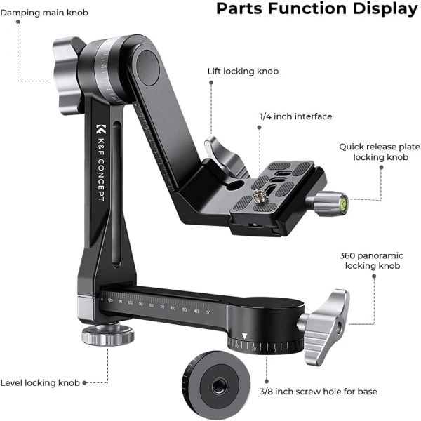 KF CONCEPT CABEZAL CARDÁN PANORÁMICO 360 GRADOS ALTA RESISTENCIA 20KG CAPACIDAD - Imagen 2