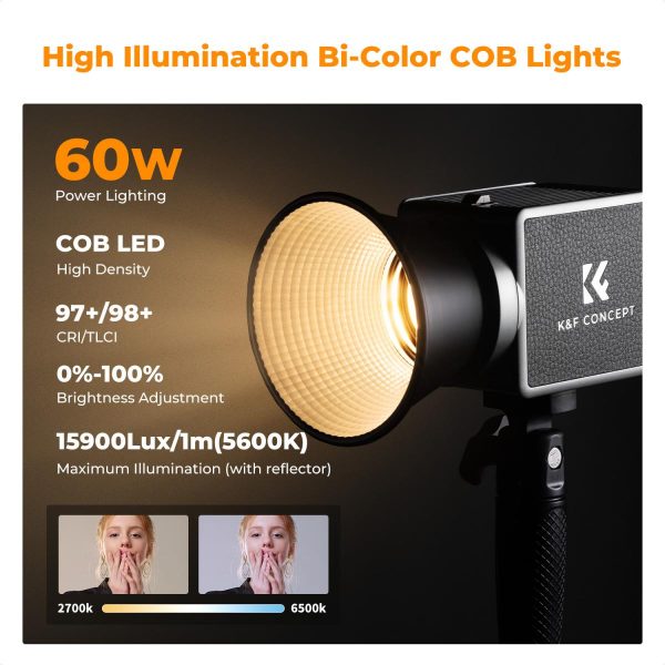 CAÑÓN LED K&F CONCEPT PL-60B 60W CON BATERÍA INTEGRADA DE 4500 MAH - Imagen 2