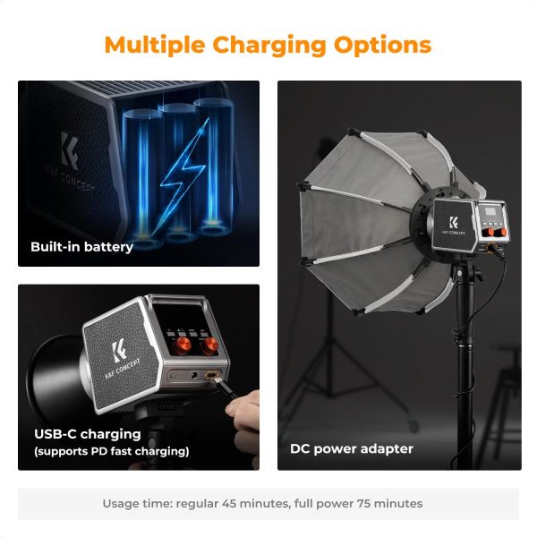 CAÑÓN LED K&F CONCEPT PL-60B 60W CON BATERÍA INTEGRADA DE 4500 MAH - Imagen 3