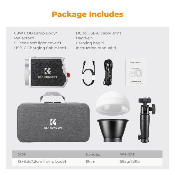 CAÑÓN LED K&F CONCEPT PL-60B 60W CON BATERÍA INTEGRADA DE 4500 MAH - Imagen 7