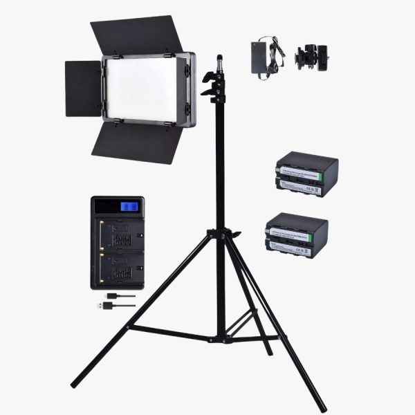 KIT FOCO LED FRÍA & CÁLIDA BATERÍA CARGADOR ATRIL Y FUENTE PODER (01942)