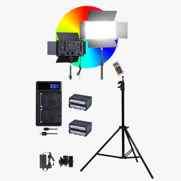 KIT FOCO RGB BATERÍA CARGADOR ATRIL Y FUENTE PODER (01943)
