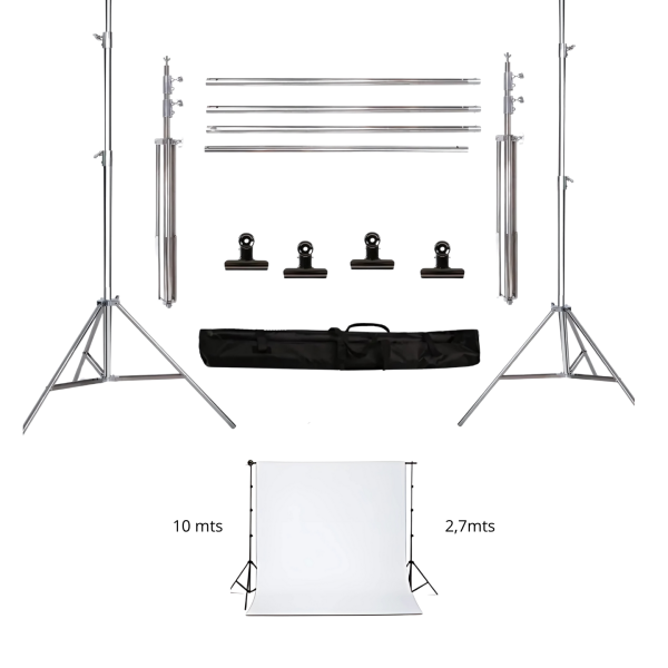 KIT PORTATELÓN ACERO INOXIDABLE BS-05 + FONDO PAPEL BLANCO(93) 2,7X10M