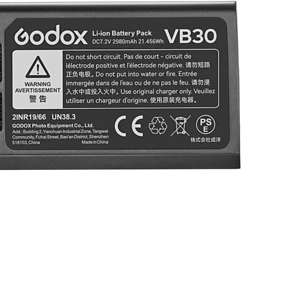 BATERÍA GODOX VB30 ORIGINAL PARA FLASH V1PRO V100 - Imagen 3
