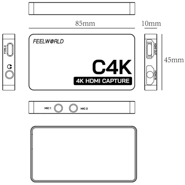 CAPTURADORA VIDEO FEELWORLD C4K - 4K HDMI 60HZ / USB-C - Imagen 6