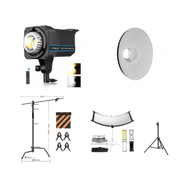 C-STAND + PULUZ + BEAUTY DISH + PANTALLA CURVA 110
