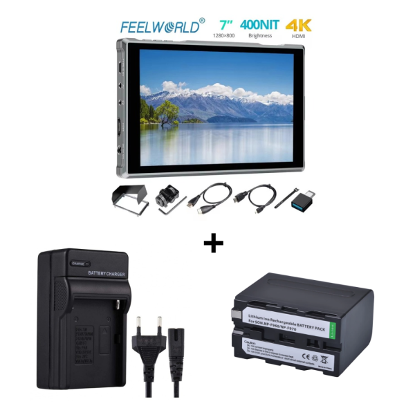 MONITOR FEELWORLD FW759 + BATERÍA NP-F970 + CARGADOR SIMPLE