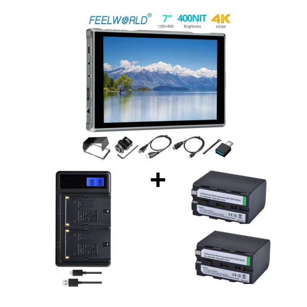MONITOR FEELWORLD FW759 + 2 BATERÍAS NP-F970 + CARGADOR DOBLE