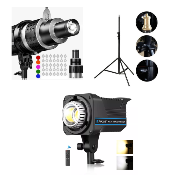 KIT CAÑON PULUZ + SNOOT OPTICO 35 DISEÑOS + ATRIL GODOX